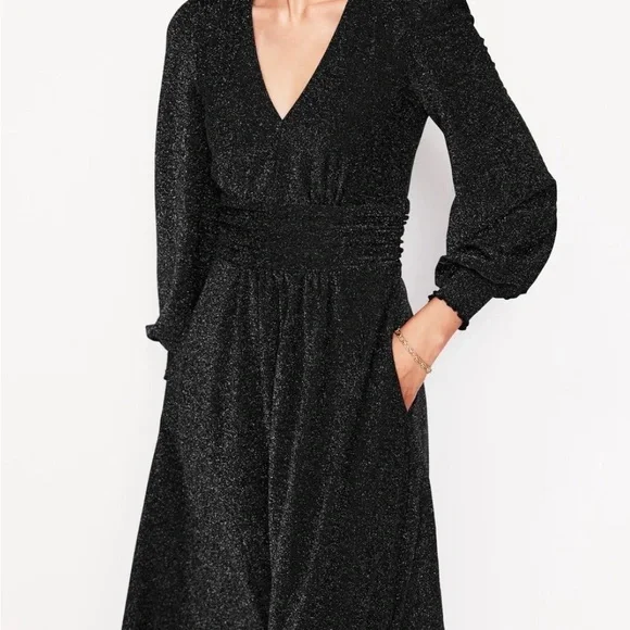 Boden Daphne Metallic Midi Dress in Black - Picture 6 of 12